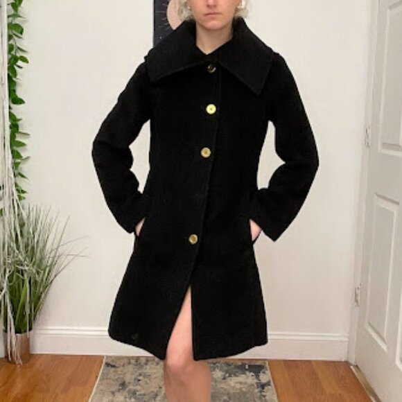 Coach Single-Breasted Button-Up Coat Long Sleeve Size S Black - Picture 3 of 16
